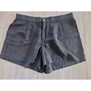Torrid 22 Linen Blend High-Rise Shorts Black Pockets Zip & Button‎ NWT